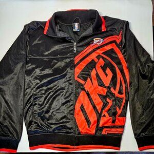 Oklahoma City Thunder Jacket Large Black Red Full Zip UNK NBA OKC